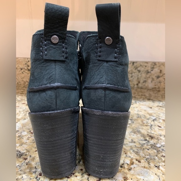 UGG Pixley High-Heeled Black Boots Nubuck Leather Medial Zipper 1095057 Size 11 - Picture 4 of 10